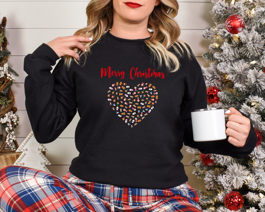 Merry Christmas Heart Figurine Sweatshirt