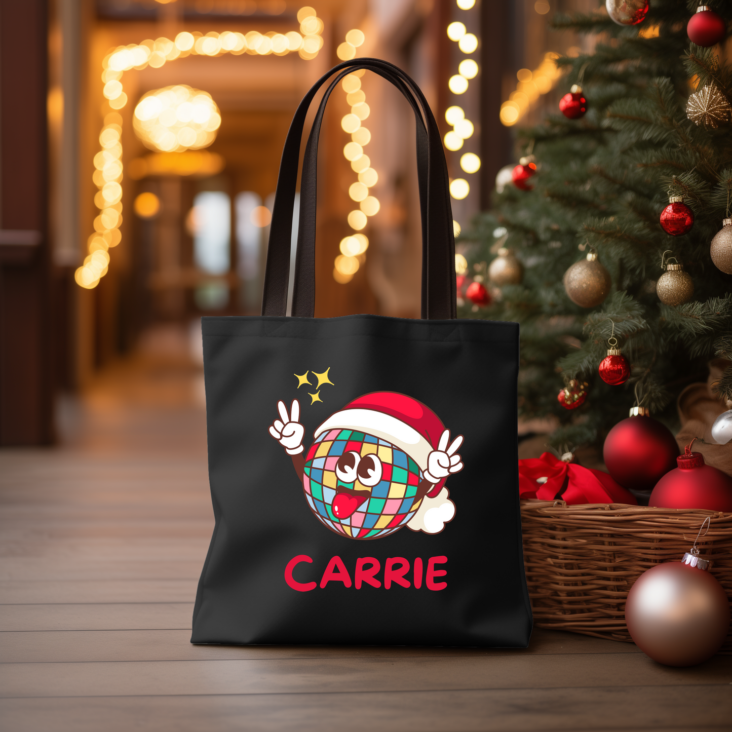 Personalized Disco Santa Tote Bag