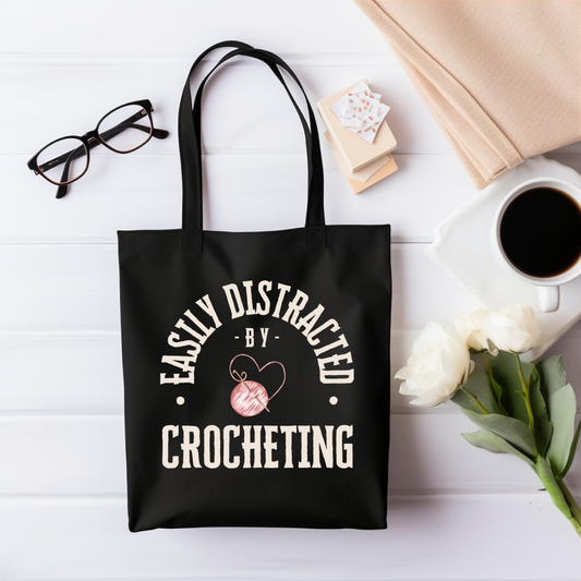 Easily Distracted By Crocheting Tote Bag