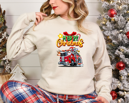 Christmas Fire Truck Sweatshirt