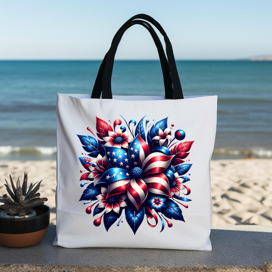 Floral Patriotic Tote Bag