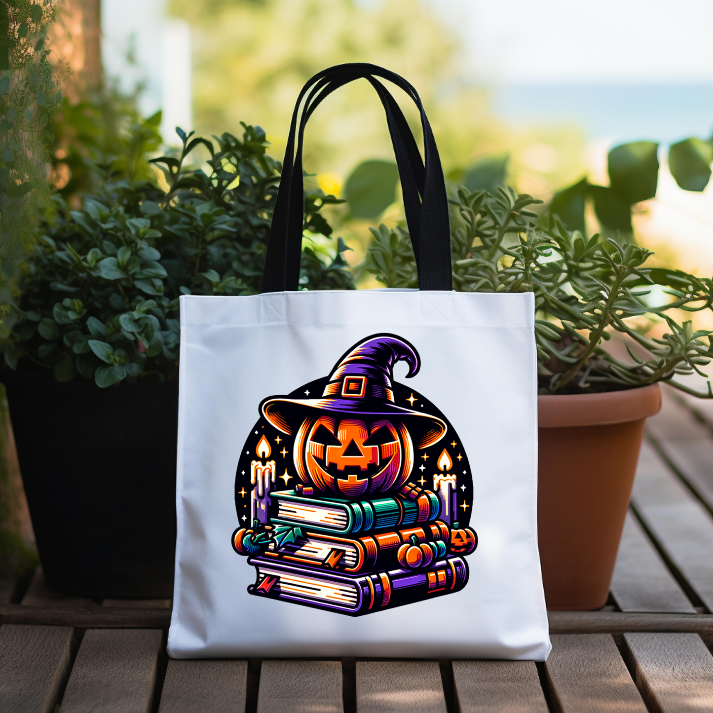 Halloween Pumpkin Book Tote Bag