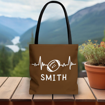 Personalized Football Tote Bag - Brown