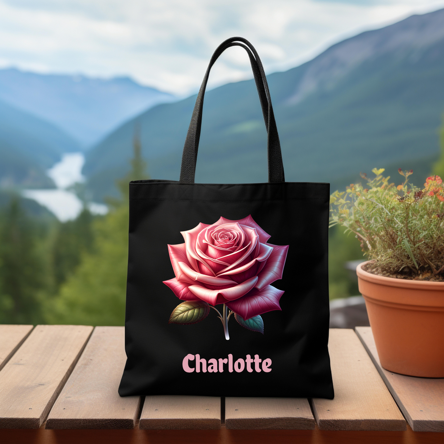 Personalized June Birthday Tote Bag - Rose