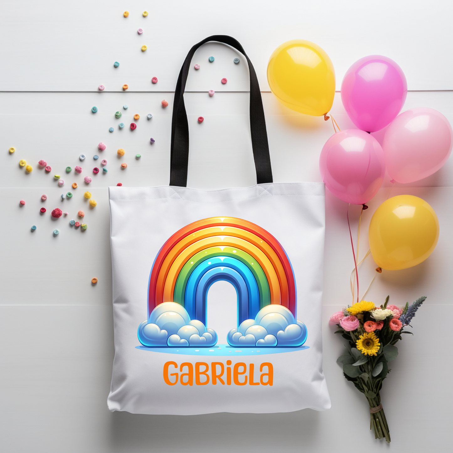 Personalized Rainbow Tote Bag