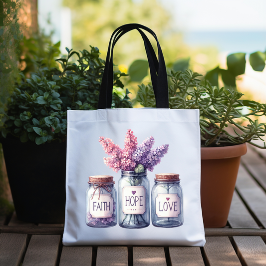 Faith Hope Love Lilac Tote Bag