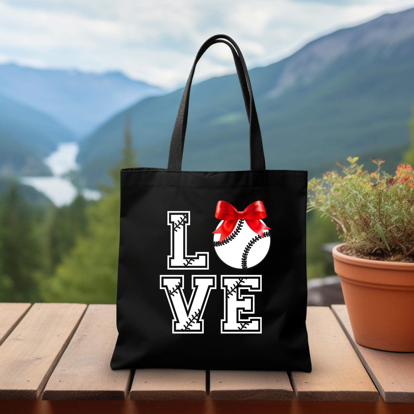 Ribbon Baseball Tote Bag