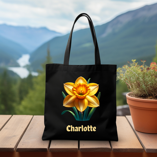 Personalized March Birthday Tote Bag - Daffodil