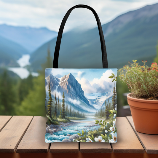 Floral Mountain Tote Bag