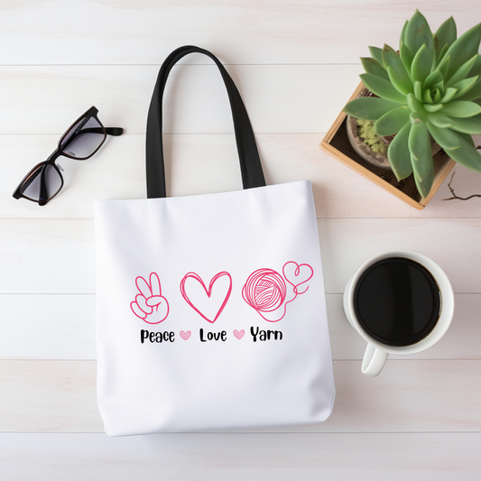 Peace Love Yarn Tote Bag