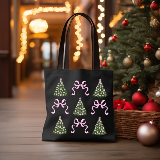 Pink Christmas Collage Tote Bag