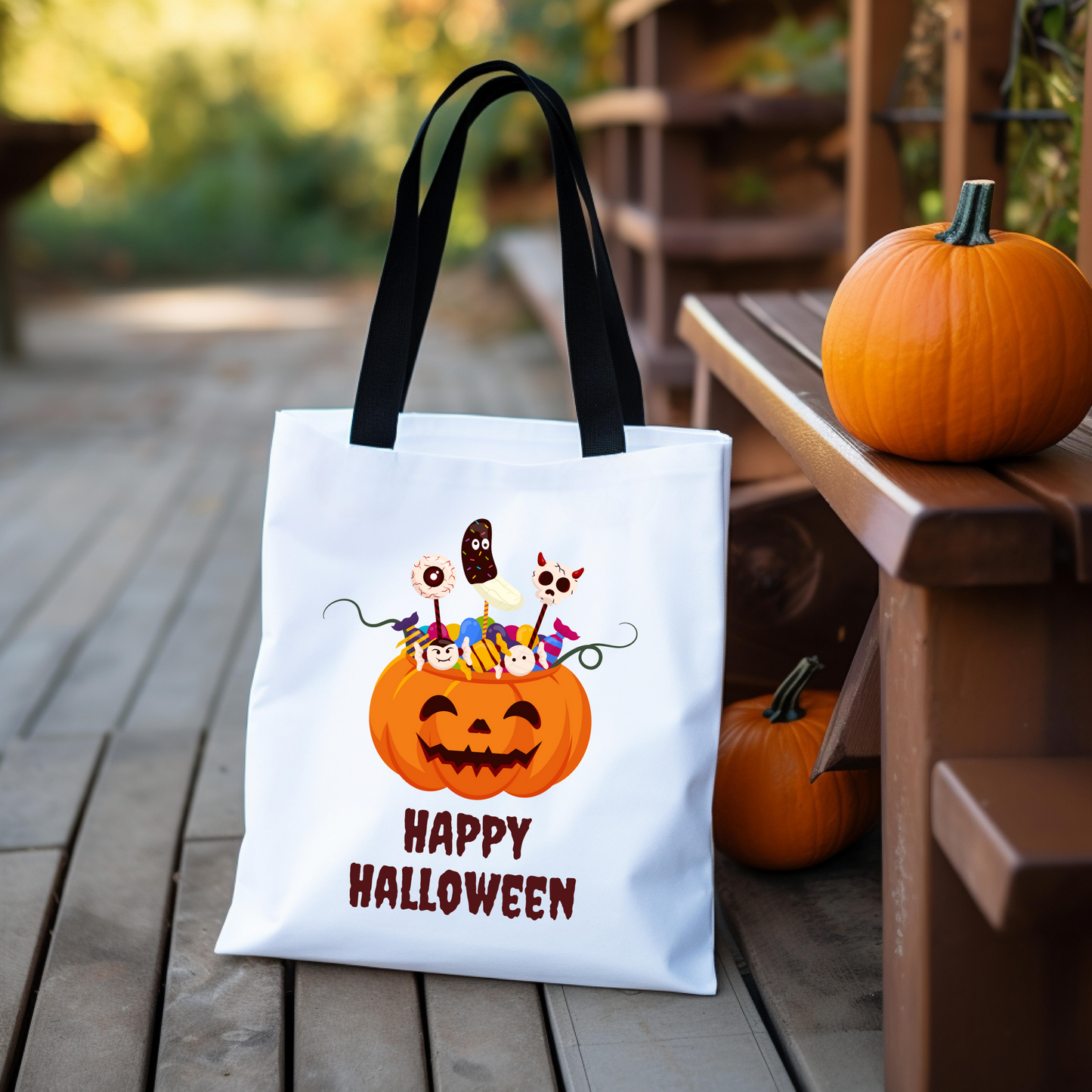 Halloween Candy Pumpkin Tote Bag