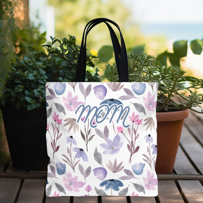 Mom Purple Floral Tote Bag