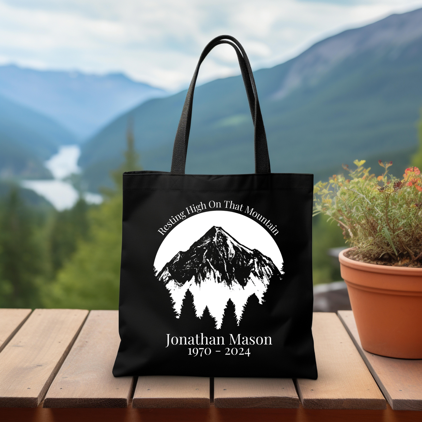 Personalized Memorial Mountain Tote Bag