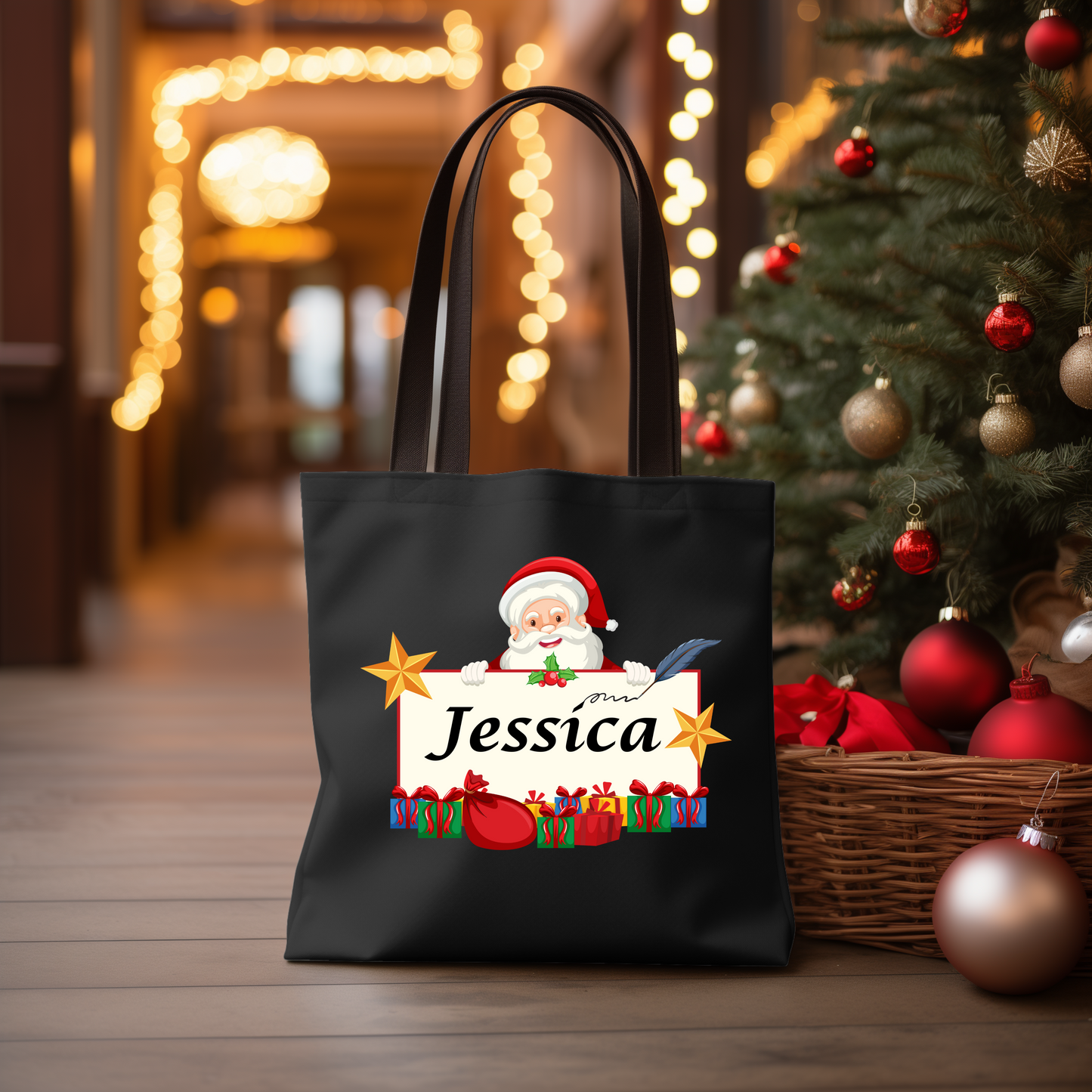 Personalized Santa Name Tote Bag