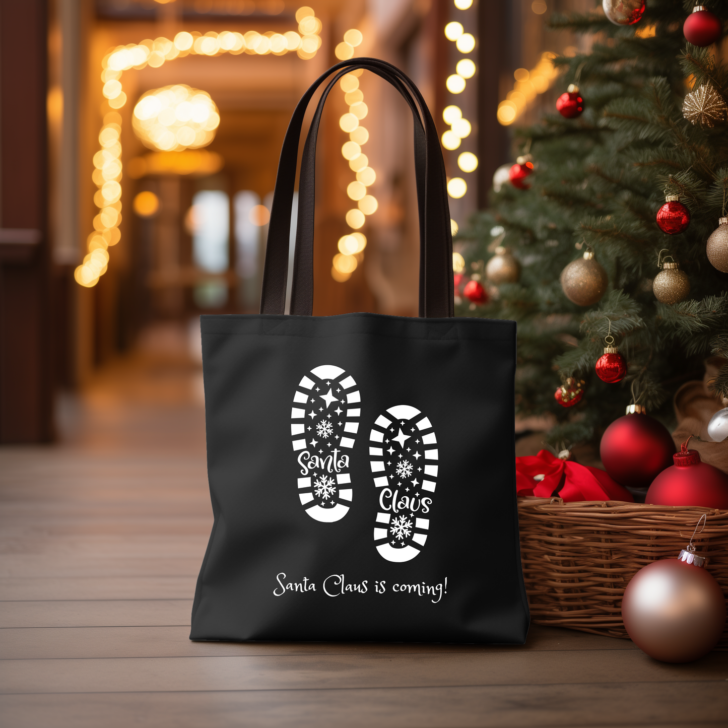 Santa Claus Footprints Tote Bag