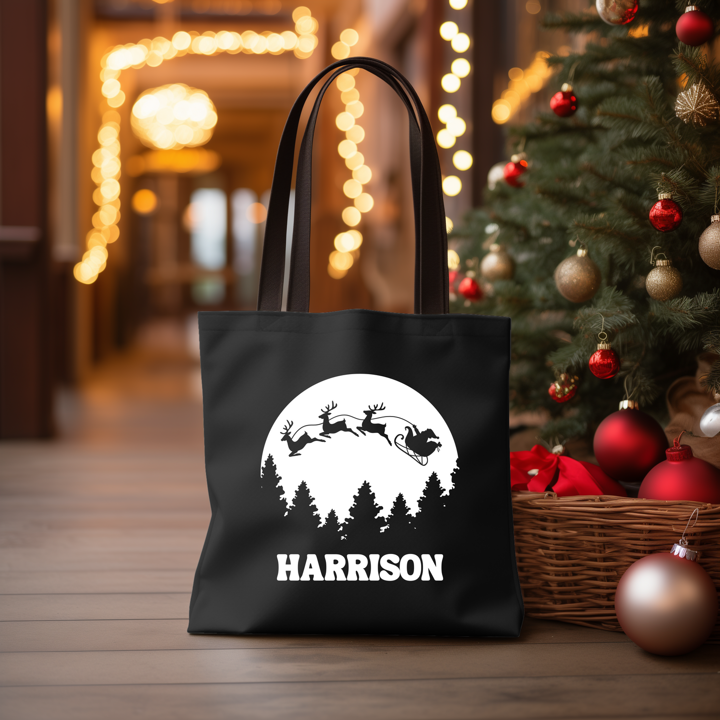 Personalized Christmas Name Tote Bag