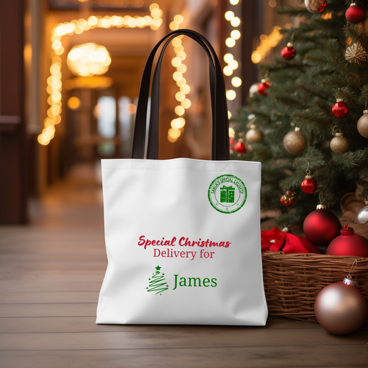 Personalized Christmas Delivery Present Tote Bag