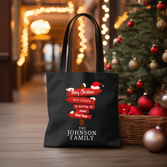 Personalized Family Christmas Sign Tote Bag