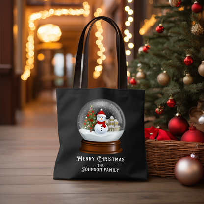 Personalized Family Christmas Snow Globe Tote Bag