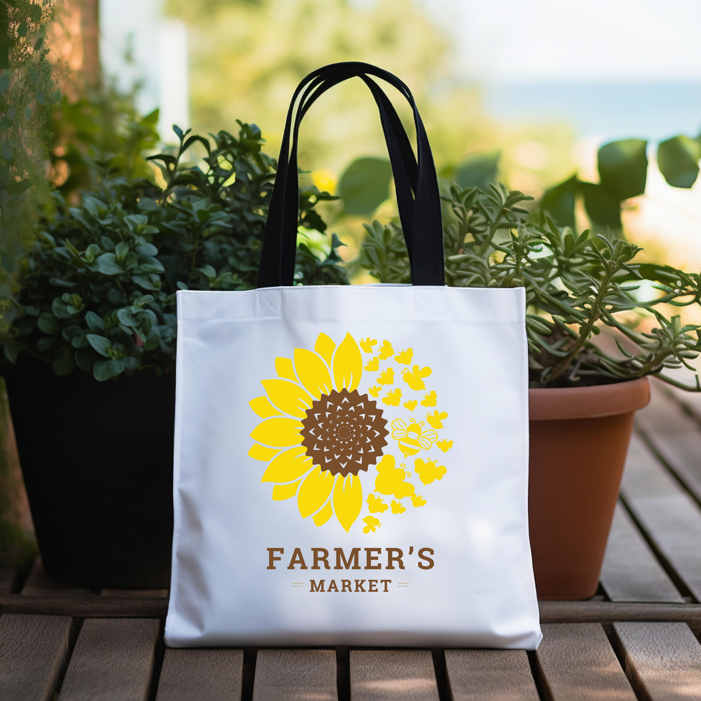 Farmer's Market Sunflower Tote Bag