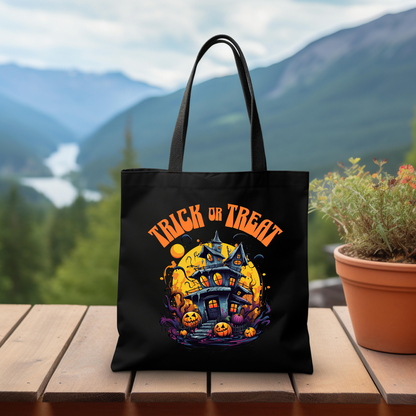 Trick Or Treat Haunted House Tote Bag