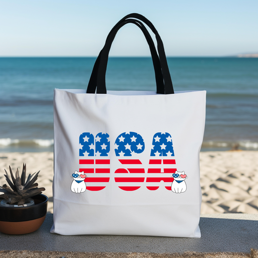 Patriotic USA Cat Tote Bag